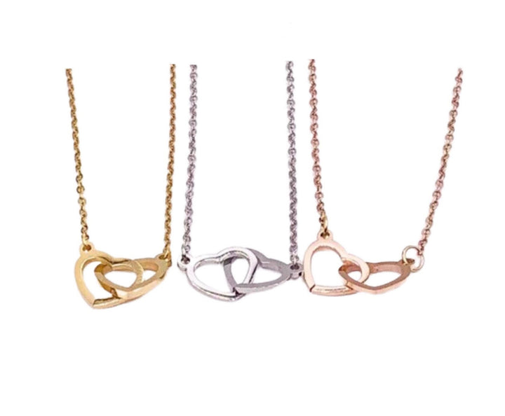 Collier 2 cœurs, Collier double cœur, Cadeau pour amoureux, Bijou pour grand-mère, Collier pour maman de deux enfants, Bijou de maternité, Cadeau d'anniversaire pour maman