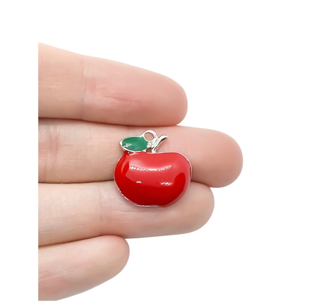 1 Red Apple Charm, Individual Charms, Fruit Charms, Foodie Charm, School Charms, Teacher Charm, Tiny Apple Charm, Snow White Charms