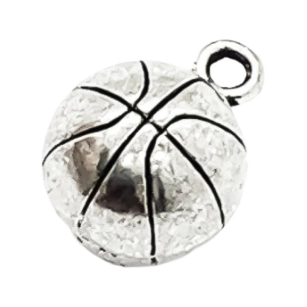 1 Tiny Basketball Charm Silver, Sporty Charms, Basketball Player Charm, Individual Charm, Sphere Ball Charm, Sport Charms, Team Coach Gift