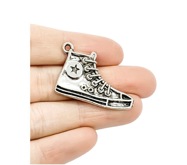 1 Basketball Shoe Charm Silver, Sporty Charms, Sneaker Charm, Basketball Player Charm, Individual Charm, Sport Charms, Team Coach Gift, DIY