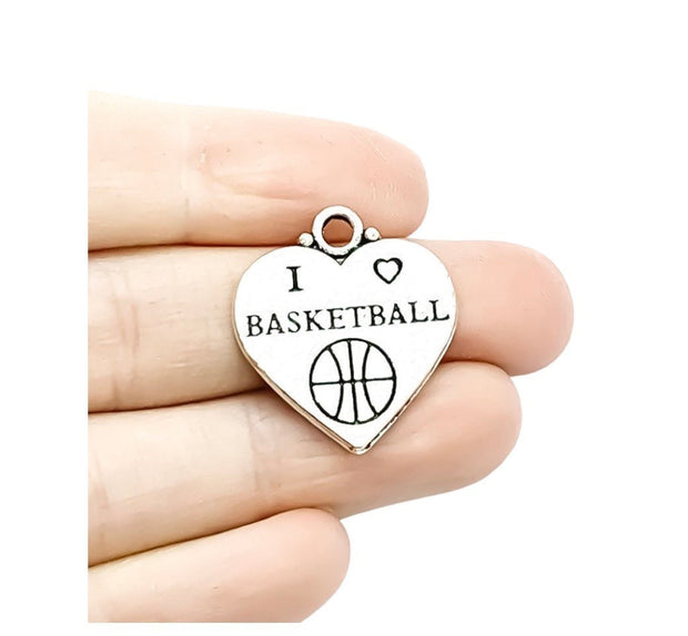 1 Tiny Basketball Charm Silver, I Love Basketball, Sporty Charms, Basketball Player Charm, Individual Charm, Sport Charms, Team Coach Gift