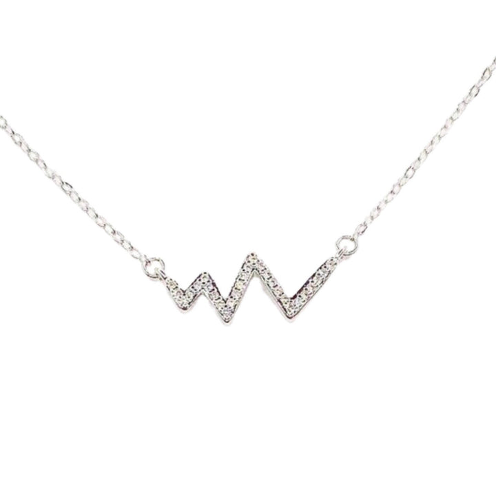 Collier Cœur Battant en Argent Sterling, Bijou en Zirconium Cubique, Collier Délicat en Zirconium Cubique, Pendentif Zigzag Cloué, Collier Maman, Cadeau pour Fille