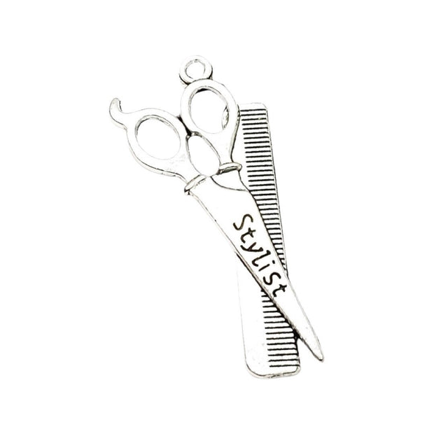 1 Stylist Charm, Salon Charms, Individual Charm, Scissors and Comb Charms, Hair Stylist Gift, Girlie Charm, Teen Girl Charm, Hair Jewelry