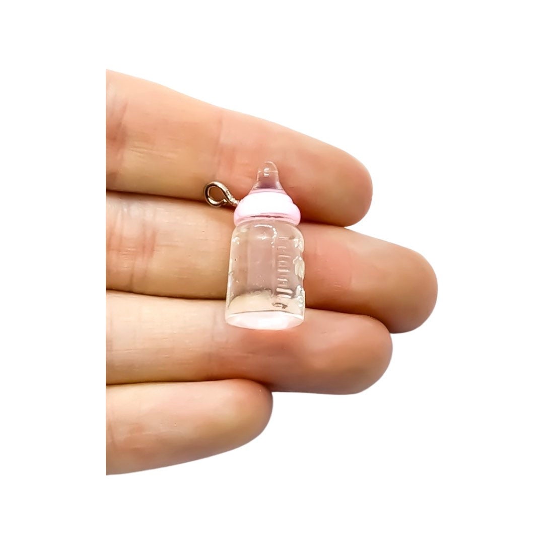 1 Pink Baby Bottle Charm, Individual Charms, Baby Charms, Pregnancy Charms, Nursery Charms, Baby Shower Charms, Mommy Charm, DIY Craft