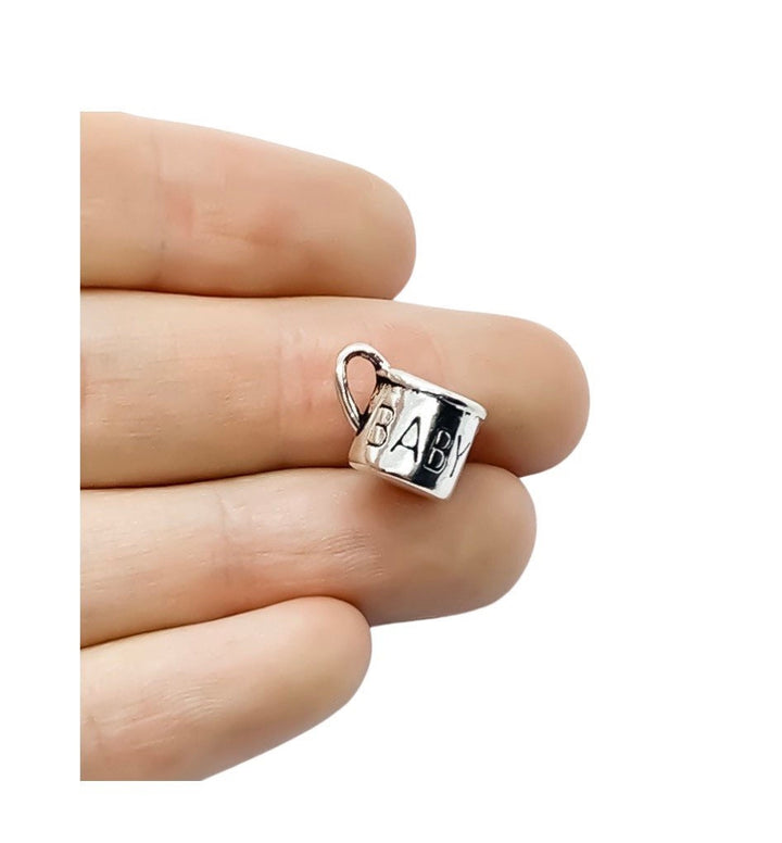 Breloque gobelet bébé argentée (1 pièce), breloques individuelles, breloques bébé, gobelet, breloques grossesse, breloques chambre d'enfant, breloques baby shower, breloque maman