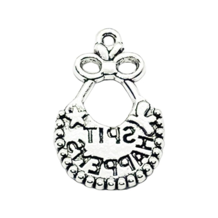 1 Baby Bib Charm Silver, Spit Happens, Individual Charms, New Baby Charms, New Mommy Charms, Mom Charms, DIY Craft, Cute Charms