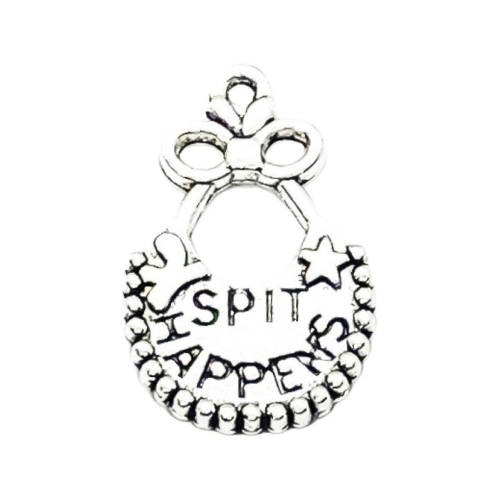 1 Breloque Bavoir Argentée, « Les petits accidents arrivent », Breloques individuelles, Breloques pour nouveau-né, Breloques pour nouvelle maman, Breloques pour maman, Loisirs créatifs, Breloques mignonnes