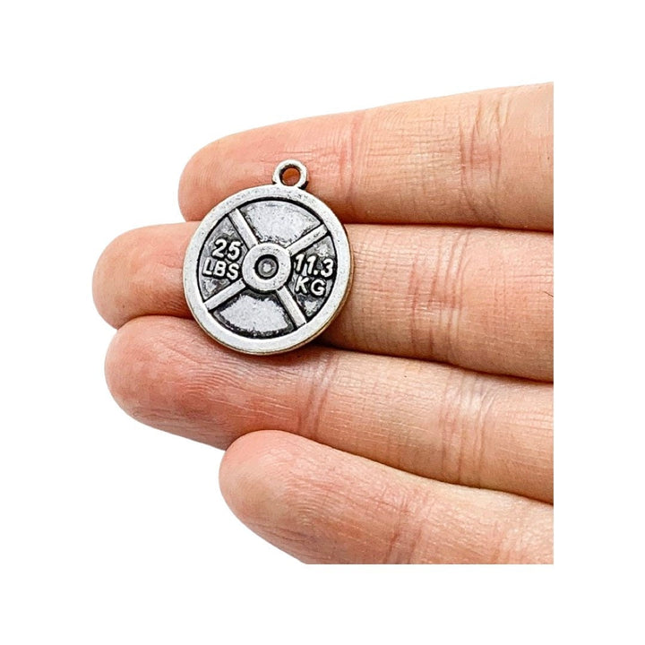 Lot complet de breloques d'haltérophilie, grand format, en vrac, breloques en forme de disques de poids, breloques en forme d'haltères, breloques fitness, apprêts pour bijoux