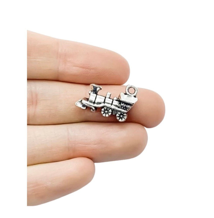 1 Tiny Train Charm Silver, Individual Charms, Baby Charms, Toy Charms, Transportation Charms, Locomotive Charm, DIY Craft, Christmas Train