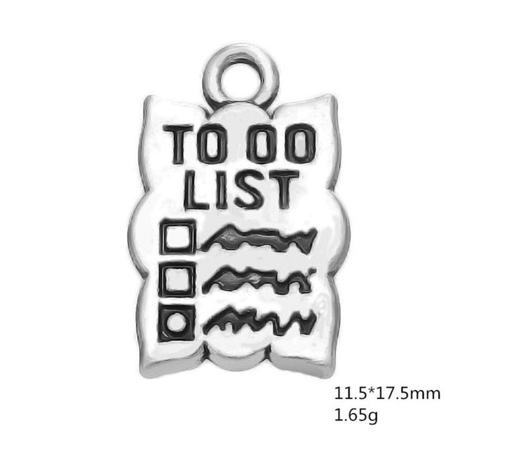 1 Tiny To Do List Charm, Individual Charms, Office Charms, Gift for Planner, Gift for Organizer, Self-Employed Gift, DIY Jewelry