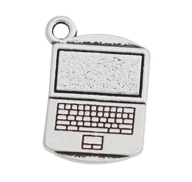 1 Mini Laptop Charm, Nerd Charms, Technology Charms, Computer Charms, Tiny Computer Charm, Jewelry Findings, DIY Jewelry