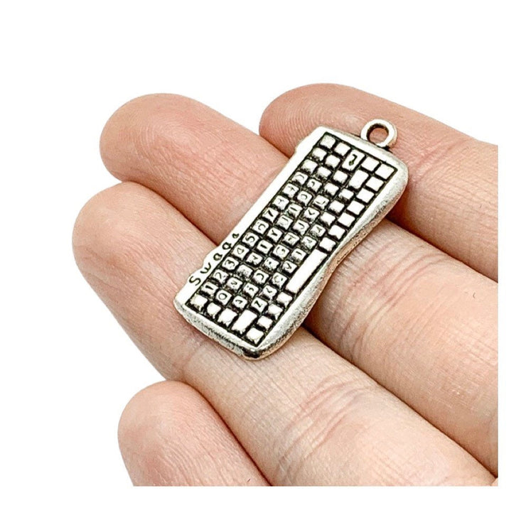 1 Mini Keyboard Charm, Nerd Charms, Technology Charms, Computer Charms, Tiny Computer Charm, Jewelry Findings, DIY Jewelry