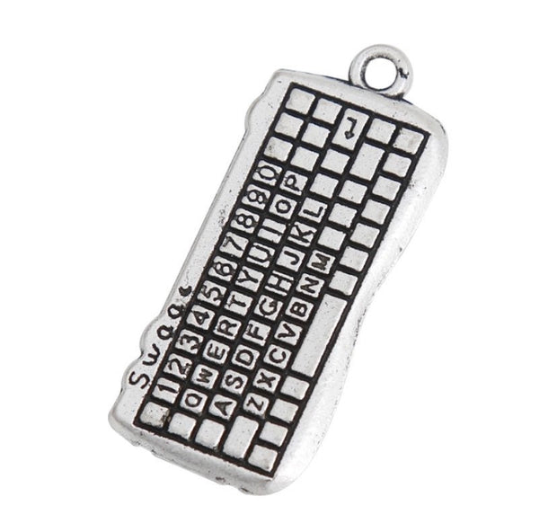 1 Mini Keyboard Charm, Nerd Charms, Technology Charms, Computer Charms, Tiny Computer Charm, Jewelry Findings, DIY Jewelry