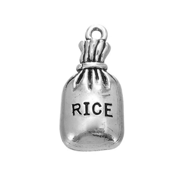 1 Tiny Bag of Rice Charm, Individual Charms, Food Charms, Ingredient Charms, Cooking Charms, Kitchen Charms, Side Dish Charm, DIY Jewelry