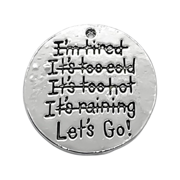 1 No Excuses Charm, Motivational Charm, Silver Charm, Individual Charm, Gift for Friend, Inspiration Jewelry, Fitness Charms, DIY Jewelry