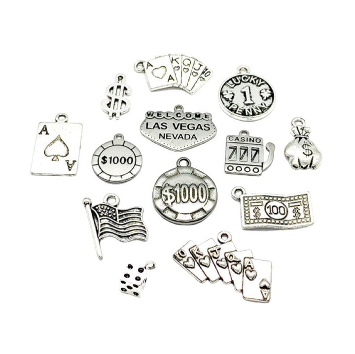 Lot ultime de breloques Las Vegas, grand lot de breloques en vrac, breloques de voyage, breloques USA, breloques sur le thème des jeux de hasard, breloque cartes à jouer, apprêts pour bijoux