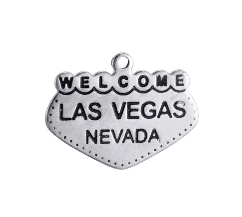 Breloque Panneau de Las Vegas, Breloques individuelles, Breloques de voyage, Breloques USA, Breloques Jeux de hasard, Breloque Casino, Apprêts pour bijoux, Bijoux à faire soi-même
