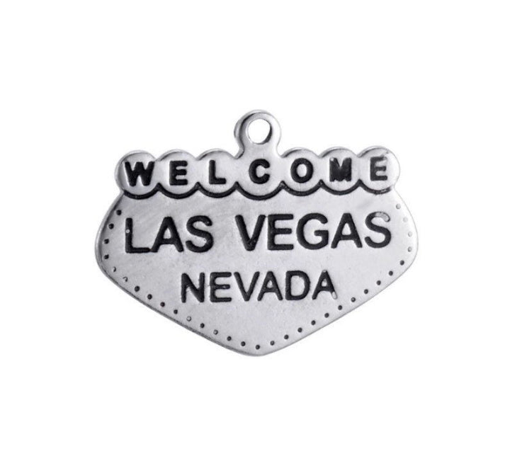 Breloque Panneau de Las Vegas, Breloques individuelles, Breloques de voyage, Breloques USA, Breloques Jeux de hasard, Breloque Casino, Apprêts pour bijoux, Bijoux à faire soi-même