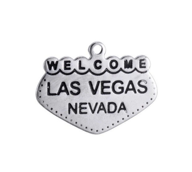 1 Las Vegas Sign Charm, Individual Charms, Travel Charms, USA Charms, Gambling Charms, Casino Charm, Jewelry Findings, DIY Jewelry