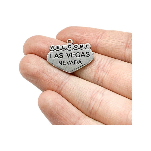 1 Las Vegas Sign Charm, Individual Charms, Travel Charms, USA Charms, Gambling Charms, Casino Charm, Jewelry Findings, DIY Jewelry