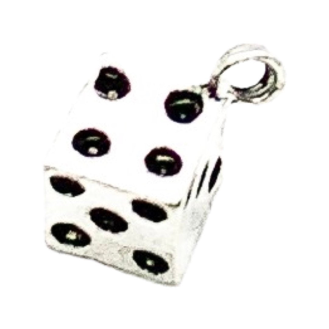 1 petit pendentif dé, pendentifs individuels, pendentifs dés à jouer, pendentifs casino, pendentifs jeux de hasard, porte-bonheur, apprêts pour bijoux, bijoux à faire soi-même