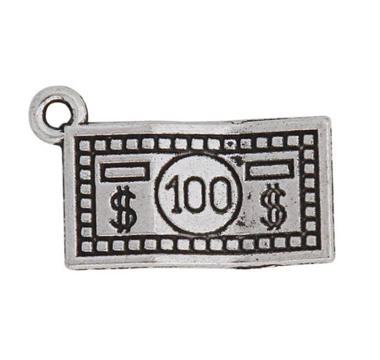 1 Tiny 100 Dollar Bill Charm, Individual Charms, Money Charms, Good Luck Charms, 100 Bucks Charm, Currency Charm, Jewelry Findings