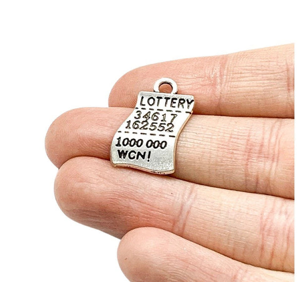 1 Winning Lottery Ticket Charm, Individual Charms, Gambling Charms, Good Luck Charms, Casino Charms, Lucky Charm, Jewelry Findings