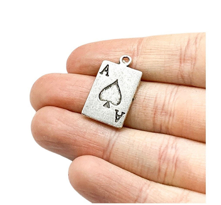 Breloque carte à jouer, As de pique, Breloque individuelle, Breloques poker, Breloques casino, Breloques jeux de hasard, Breloque blackjack, Apprêts pour bijoux