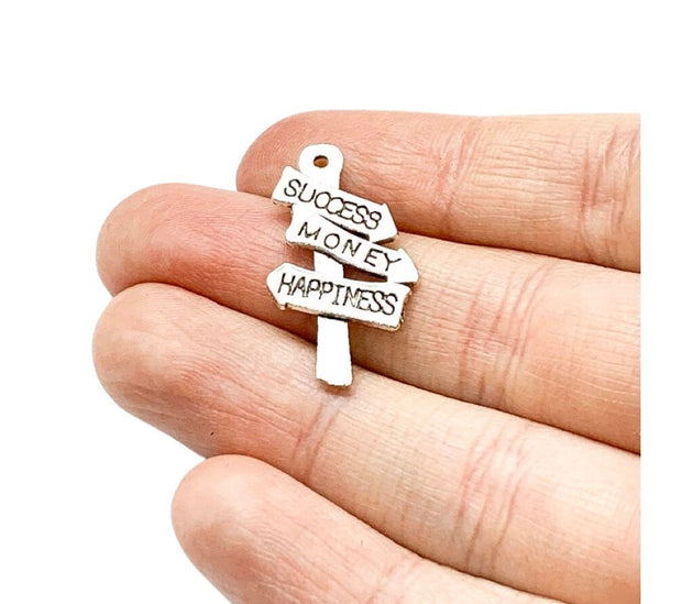 1 Wooden Sign Charm, Success, Money, Happiness, Individual Charms, Money Charms, Superstition Charms, Good Luck Charm, DIY Jewelry Findings