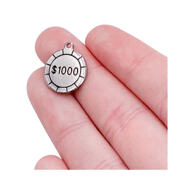 1000 Dollar Casino Chip Charm, Individual Charms, Travel Charms, USA Charms, Gambling Charms, Casino Charm, Jewelry Findings, DIY Jewelry