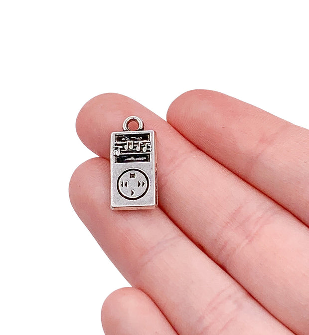 1 Mini MP3 Player Charm, Music Charms, Technology Charms, Miniature Radio Charms, Tiny Music Player Charm, Jewelry Findings, DIY Jewelry