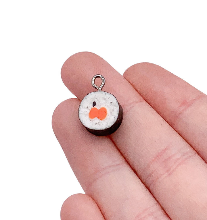 1 Tiny Sushi Charm, Sushi Pendant, Individual Charms, Sushi Roll Charm, Asian Food Charms, Foodie Charms, Oriental Food Charms, DIY Jewelry