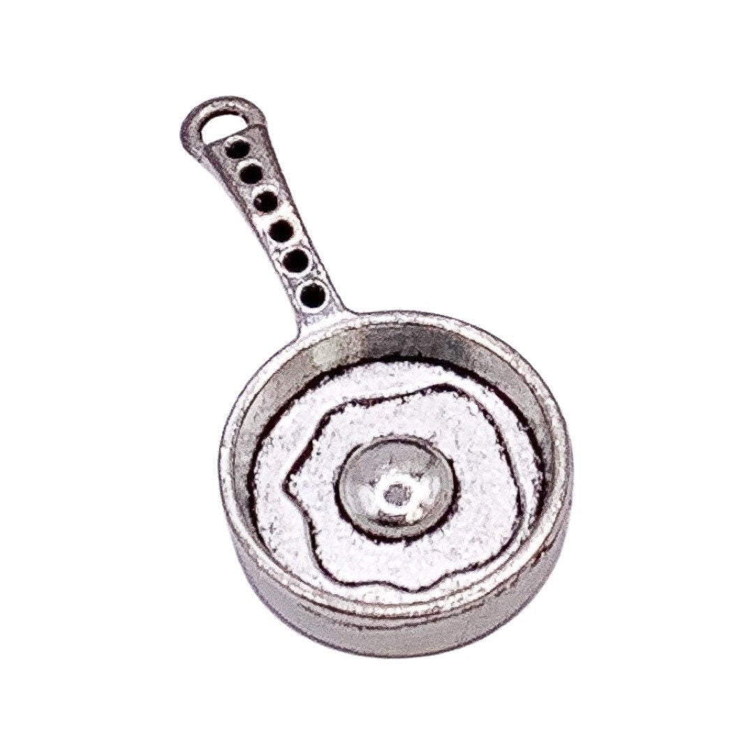 1 Fried Egg in Pan Charm, Egg Charms, Gift for Egg Lover, Breakfast Charms, Kitchen Charm, Frying Pan Charm, DIY Jewelry Findings