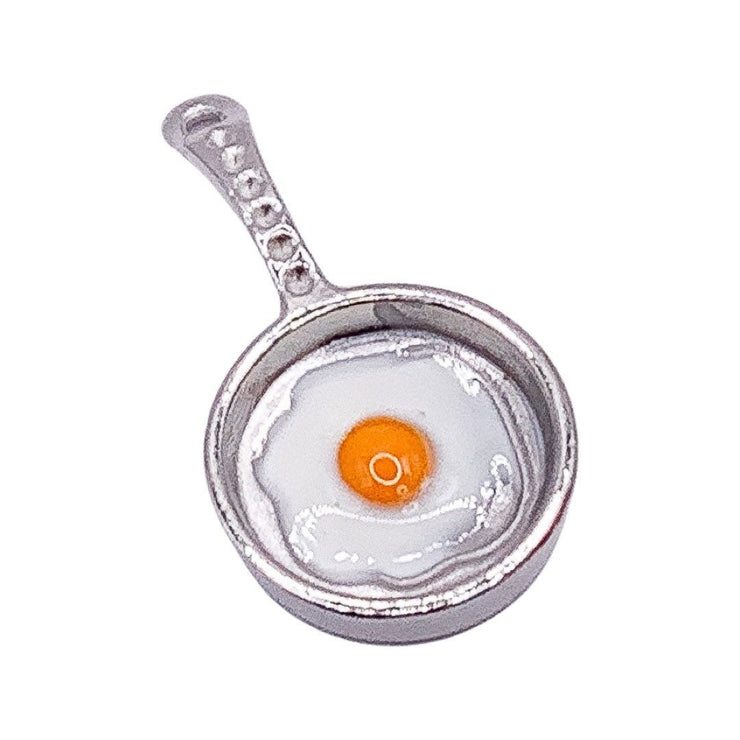 1 Fried Egg in Pan Charm, Egg Charms, Gift for Egg Lover, Breakfast Charms, Kitchen Charm, Frying Pan Charm, DIY Jewelry Findings