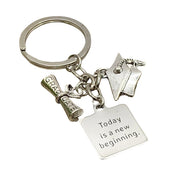 Graduation Keychain, Today is a New Beginning Quote, 2023 Grad Gift for Her, College Graduate Gift, Gift for Son