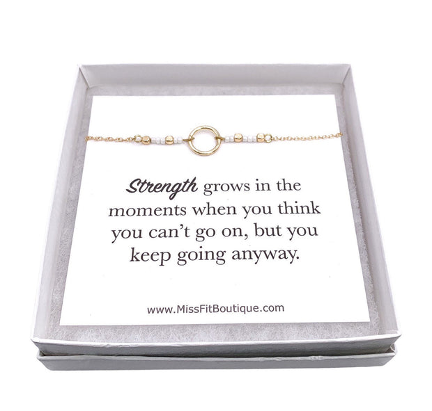 Strength Gift, Circle Chain Bracelet, Affirmation Jewelry, Inspirational Gift, Cheer Up Gift, Women’s Bracelets, Meaningful Gift