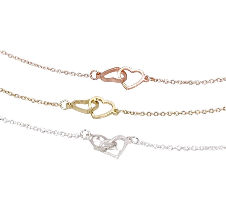 Bracelet double cœur, cadeau de grand-mère, cadeau de remise de diplôme, cadeau d'anniversaire, cadeau de Noël