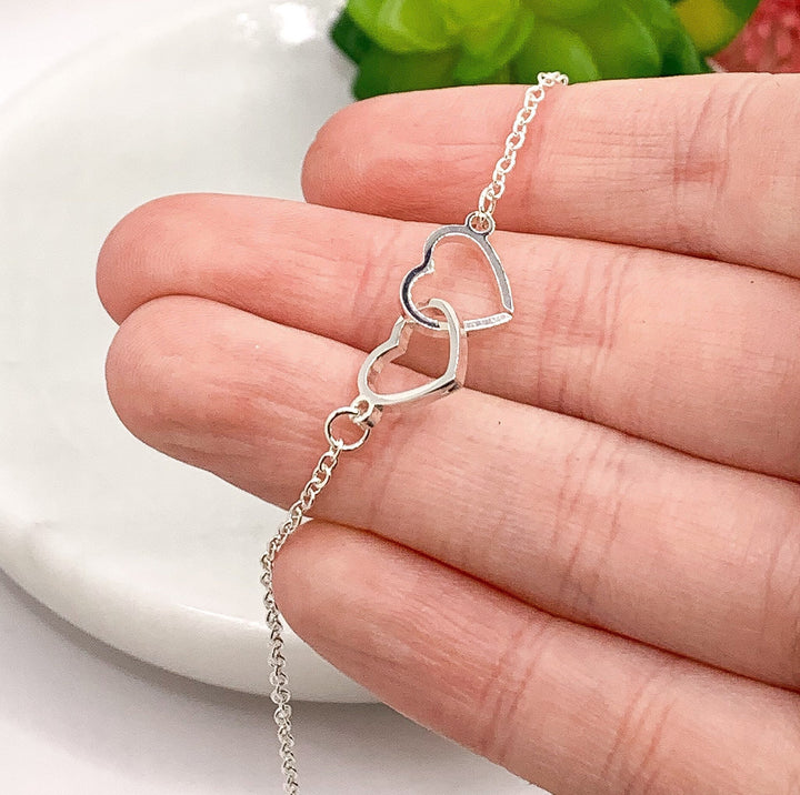 Bracelet double cœur, cadeau de grand-mère, cadeau de remise de diplôme, cadeau d'anniversaire, cadeau de Noël