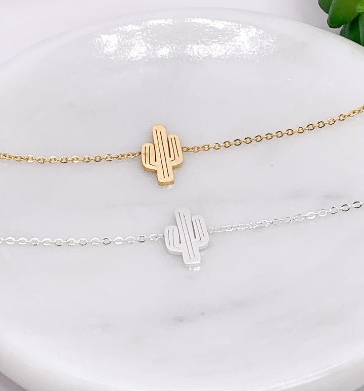 Carte « Stay Sharp », Bracelet cactus, Bracelet chaîne succulente, Bracelet délicat, Bracelet d'amitié, Bijou symbolique, Bracelet minimaliste