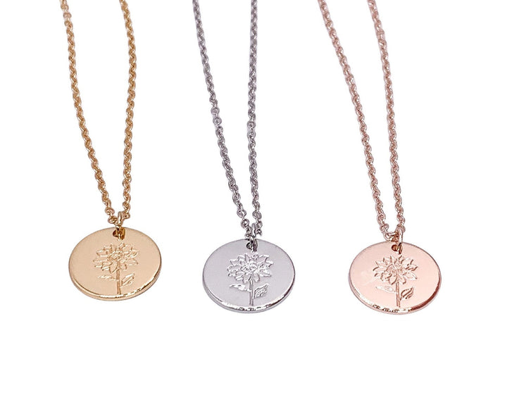 Collier tournesol, Bijou floral, Collier marguerite, Collier minimaliste, Bijou tournesol, Cadeau demoiselle d'honneur, Cadeau fête des mères