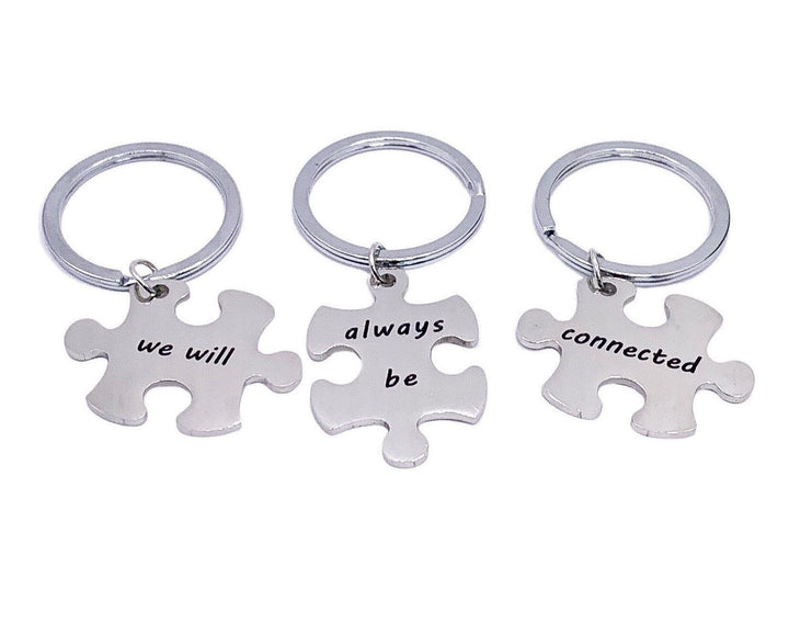 Nous serons toujours connectés, Coffret de 3 porte-clés puzzle, Cadeau pour meilleures amies, Porte-clés d'amitié assortis, Cadeau pour amies à distance