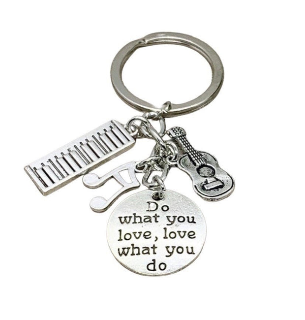 Musician Keychain, Gift for Musician, Musical Notes Charm, Do What You Love Quote, Gift for Daughter, Gift for Music Student, Music Teacher