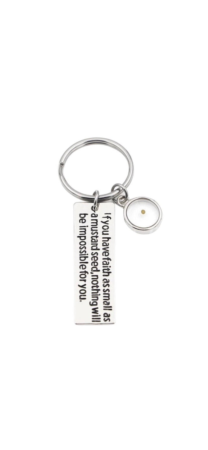 Porte-clés « Foi comme une graine de moutarde », Porte-clés « Croire », Cadeau religieux, Cadeau de foi, Cadeau pour marraine, Cadeau de première communion, Cadeau de confirmation
