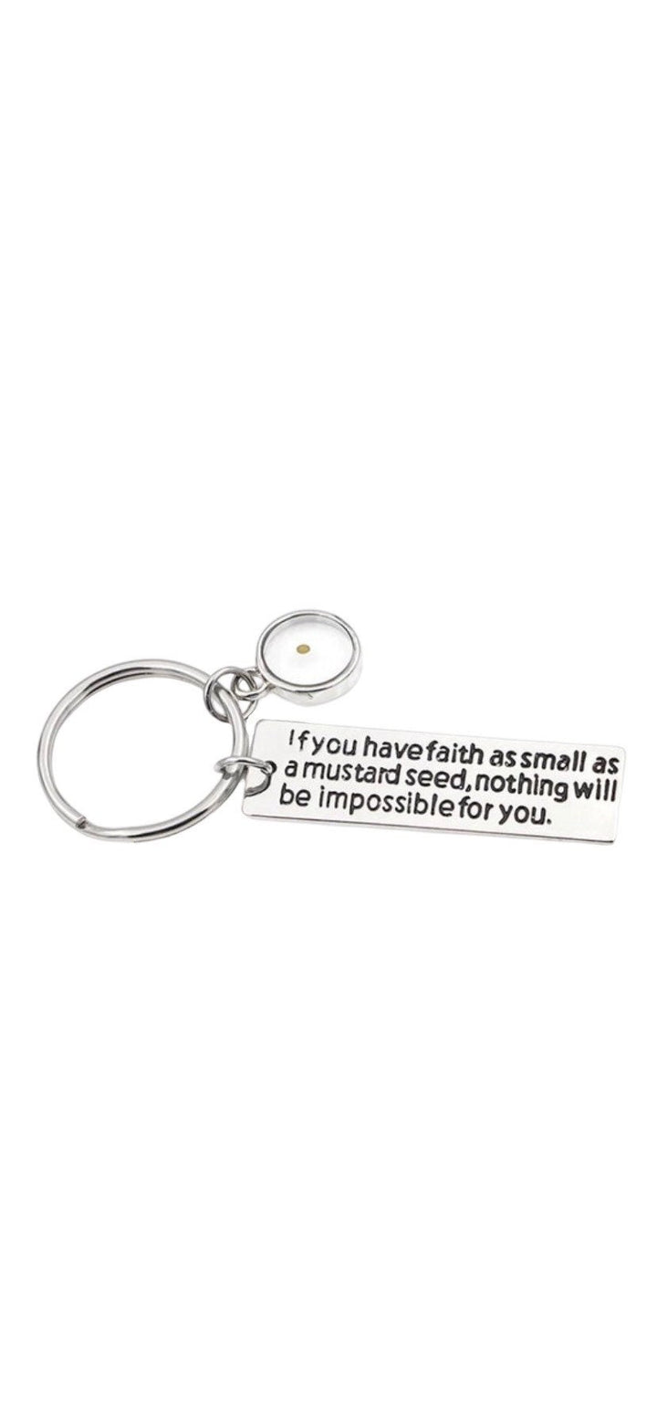 Porte-clés « Foi comme une graine de moutarde », Porte-clés « Croire », Cadeau religieux, Cadeau de foi, Cadeau pour marraine, Cadeau de première communion, Cadeau de confirmation