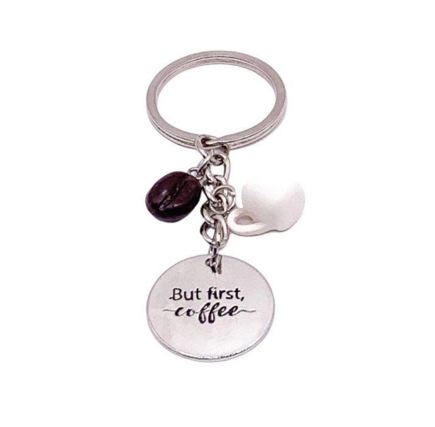 Coffee Keychain, Life Begins After Coffee, Coffee Bean Charm, Coffee Addict Gift, Mug Charm, Unique Mom Gift, Cute Coffee Gift, Teacher Gift