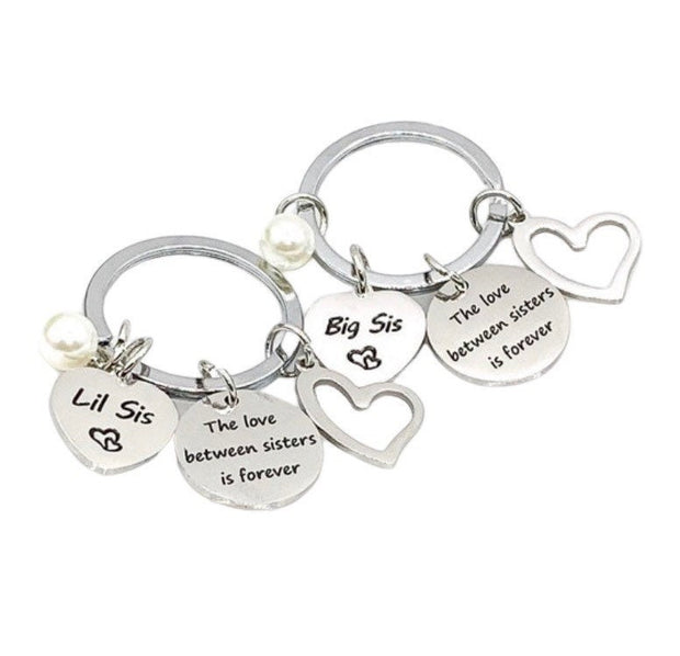 Lil Big Sister Matching Keychains, Keychain Set for 2, Love Between Sisters is Forever, Sisterhood Gift, Sister Birthday Gift, Little Sister