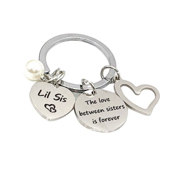 Lil Big Sister Matching Keychains, Keychain Set for 2, Love Between Sisters is Forever, Sisterhood Gift, Sister Birthday Gift, Little Sister