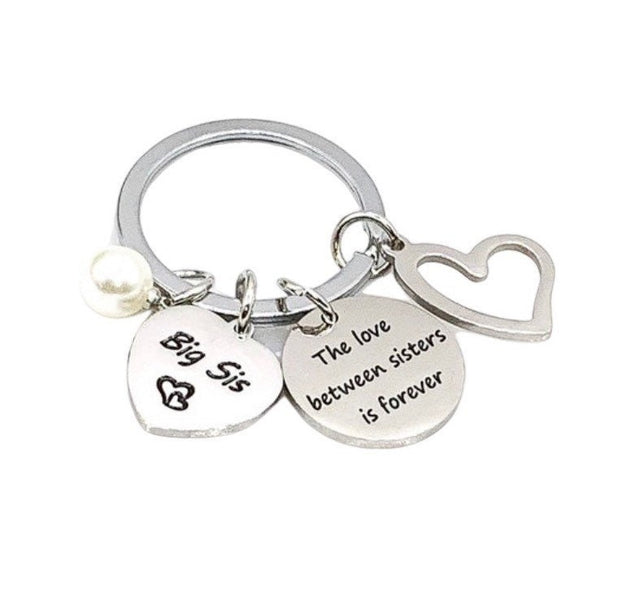 Lil Big Sister Matching Keychains, Keychain Set for 2, Love Between Sisters is Forever, Sisterhood Gift, Sister Birthday Gift, Little Sister