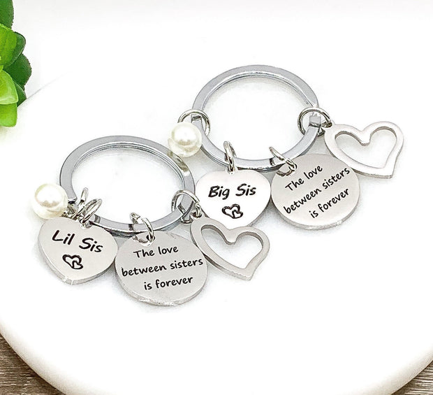 Lil Big Sister Matching Keychains, Keychain Set for 2, Love Between Sisters is Forever, Sisterhood Gift, Sister Birthday Gift, Little Sister