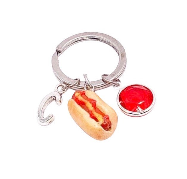 Porte-clés Hot-dog, Amoureux des Hot-dogs, Cadeau Mignon, Accro aux Hot-dogs, Porte-clés Unique, Breloque Miniature de Nourriture, Cadeau Gourmand, Porte-clés Gourmand
